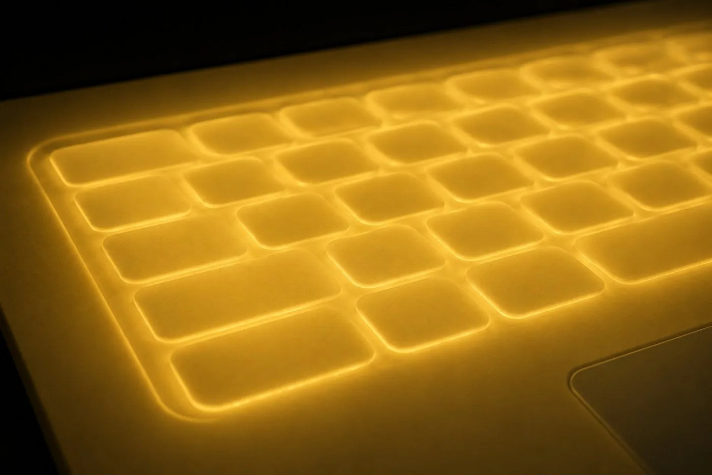 white backlighting glowing through the yellow silicone