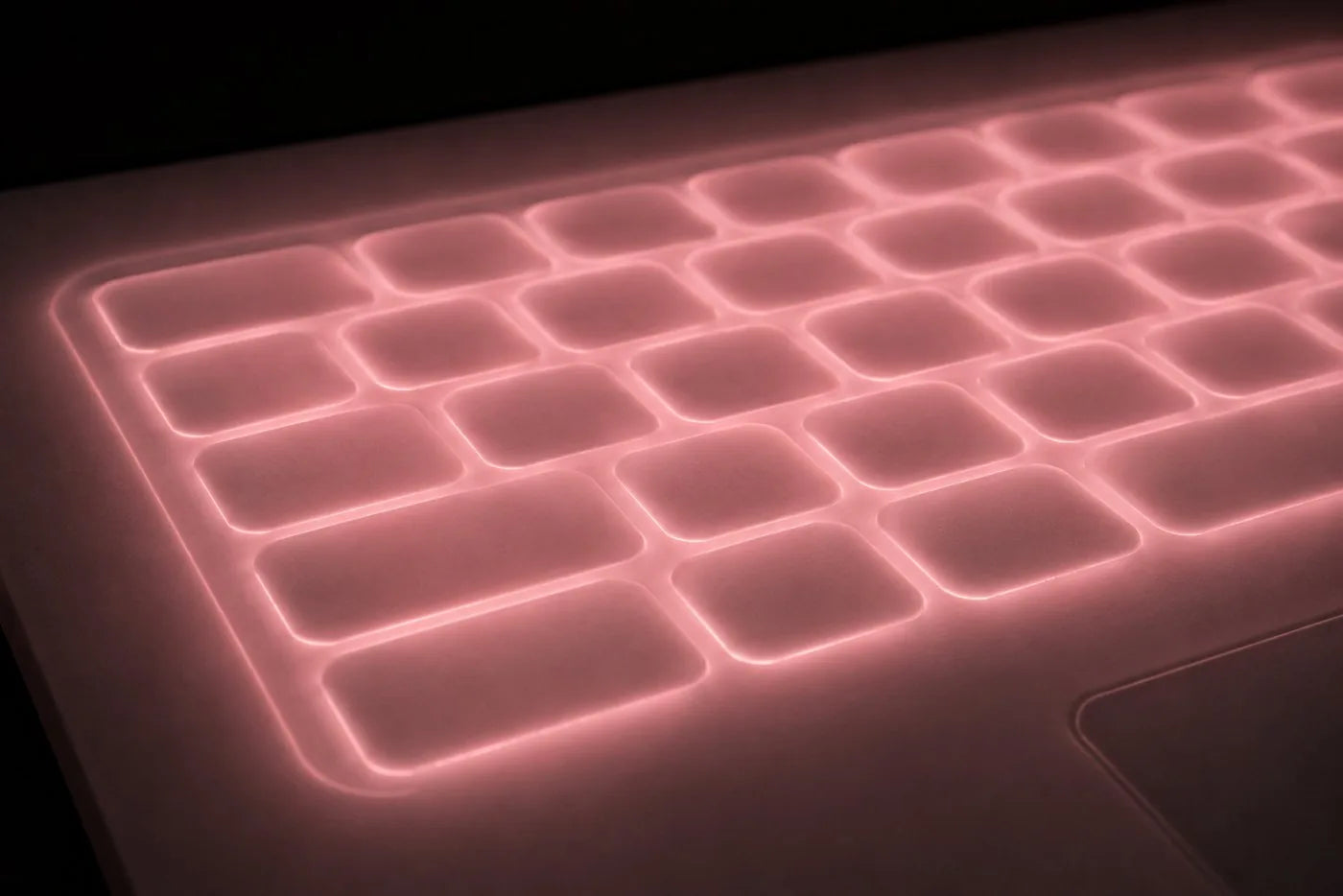 white backlighting glowing through the pink silicone