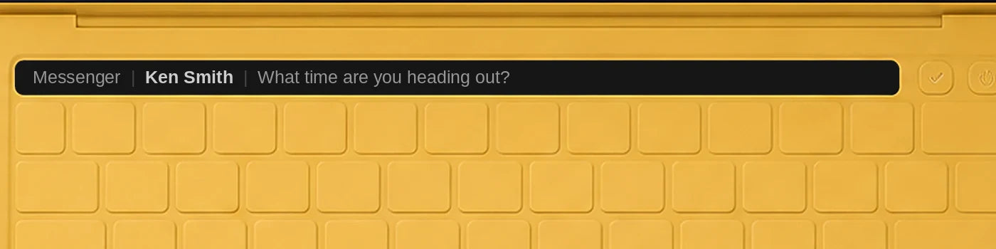 The Message Bar, a thin display along the top of the Bolt keyboard